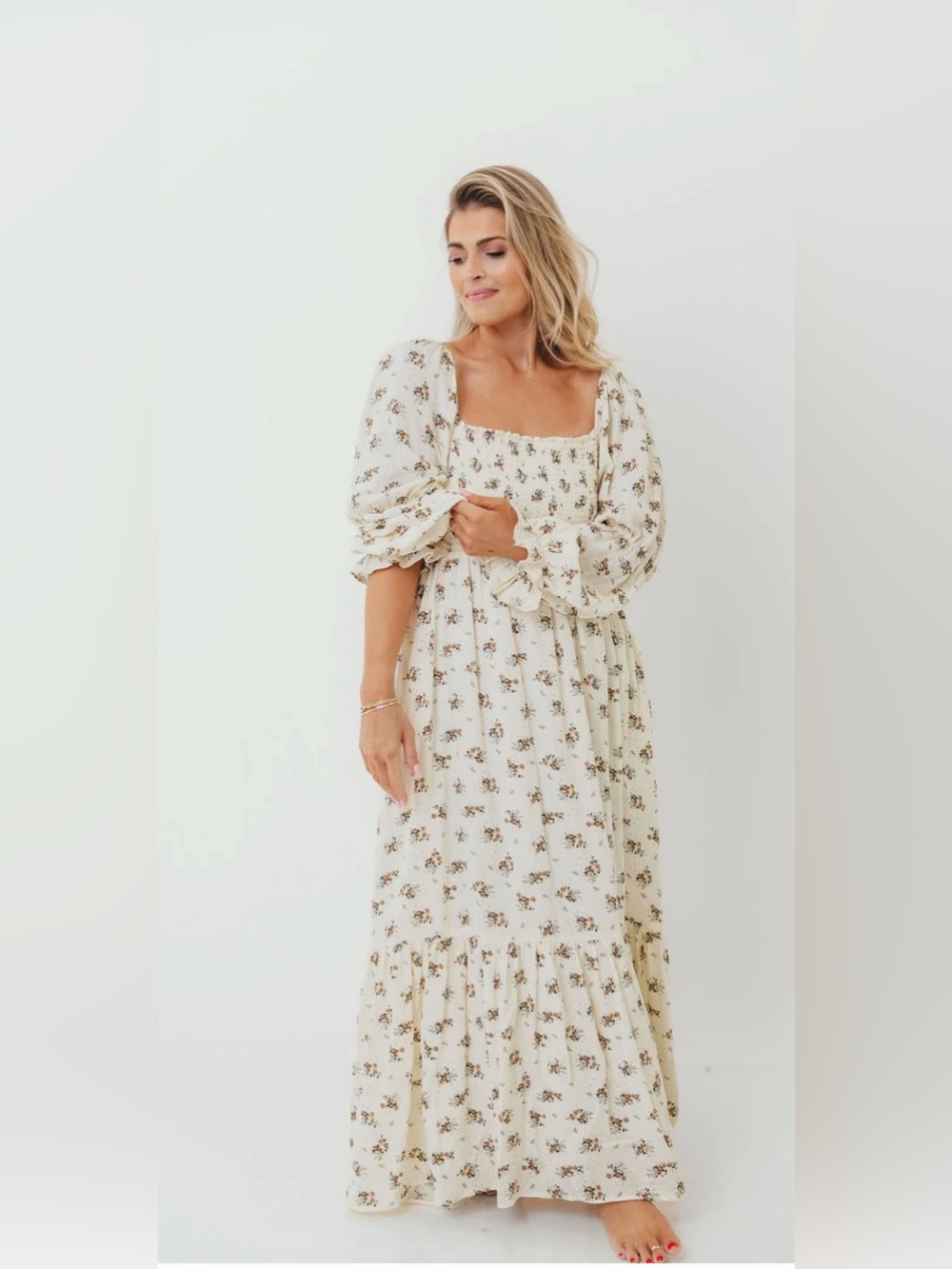 Worth Collective Emerson Smocked Floral Maxi